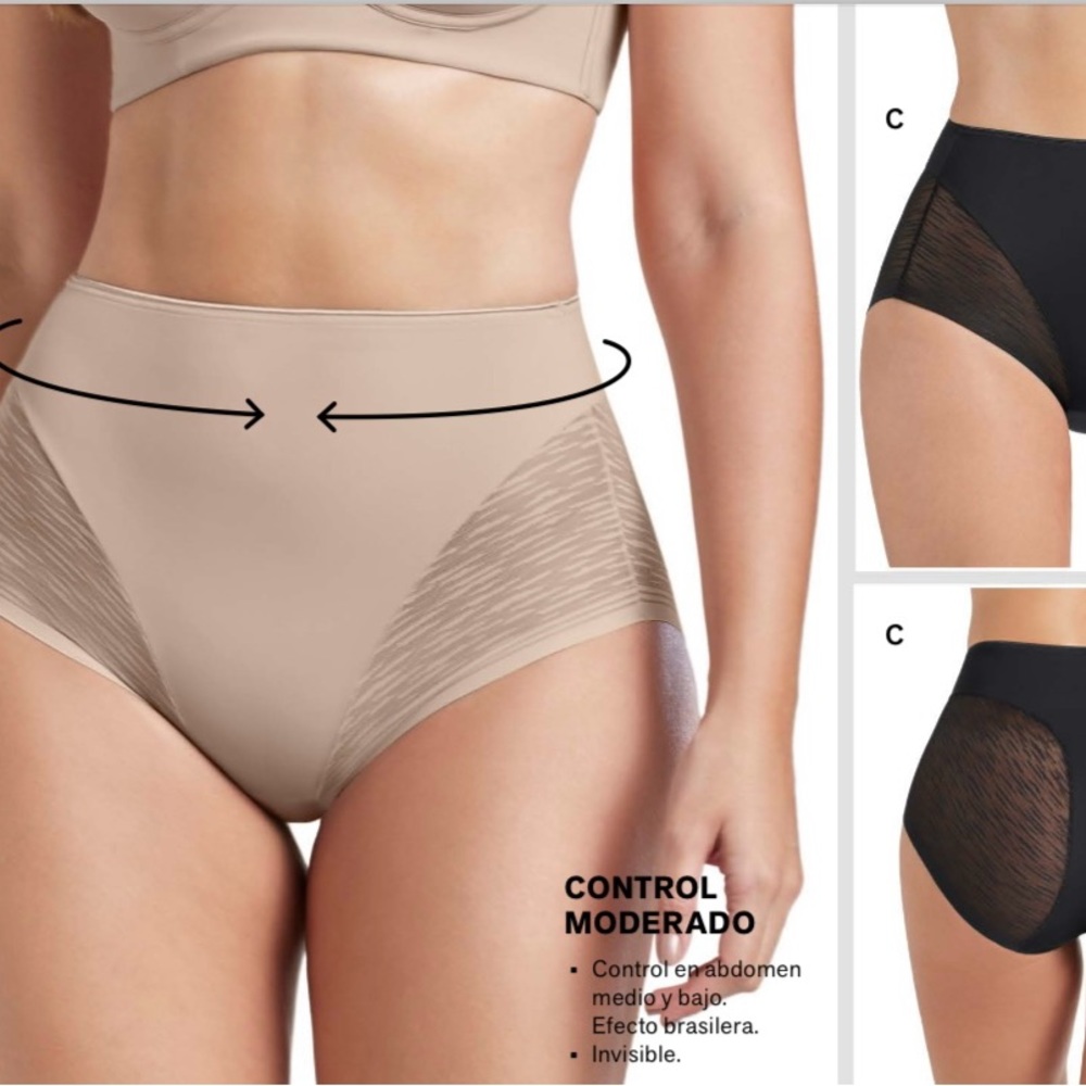 Leonisa Tummy Control High Waisted Sheer Lace Shapewear Panry Beige Size XL - Picture 5 of 5